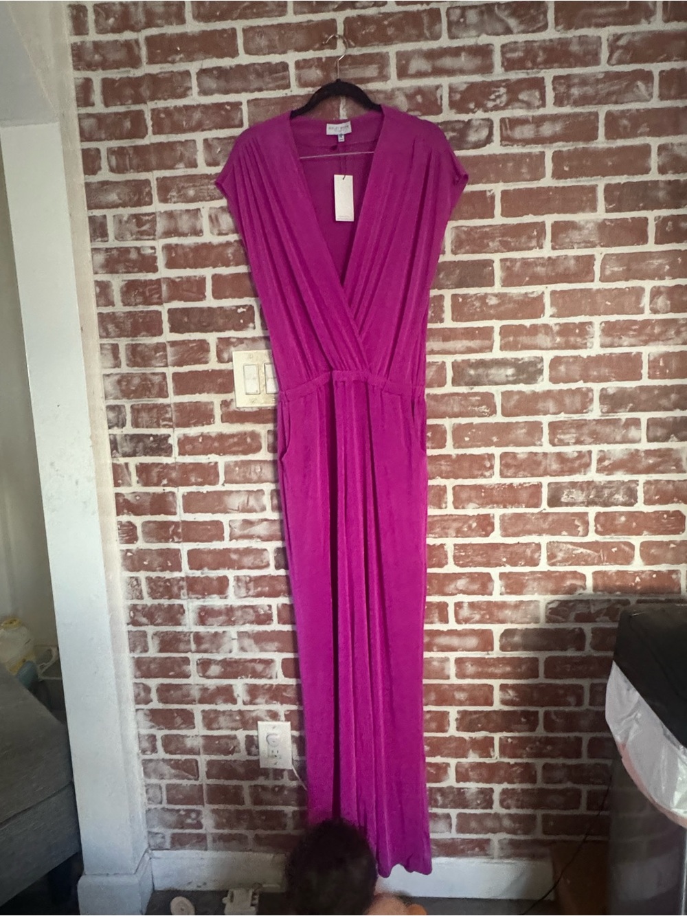 NWT Ripley Rader Classic Jumpsuit Fuchsia Pink Wide Leg Pockets Size 4 Large - Picture 2 of 7